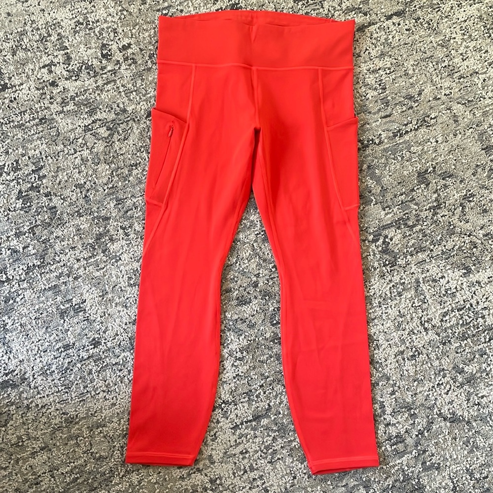 Athleta Orange Leggings Stretchy Performance Fabric
